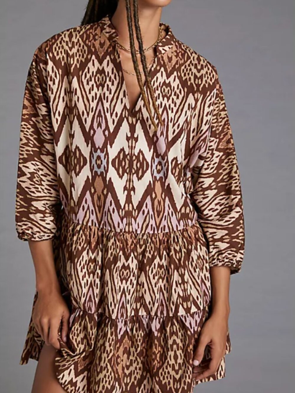 Conditions Apply Flowy Mini Dress Tribal Ikat Print Shift Party Size Medium